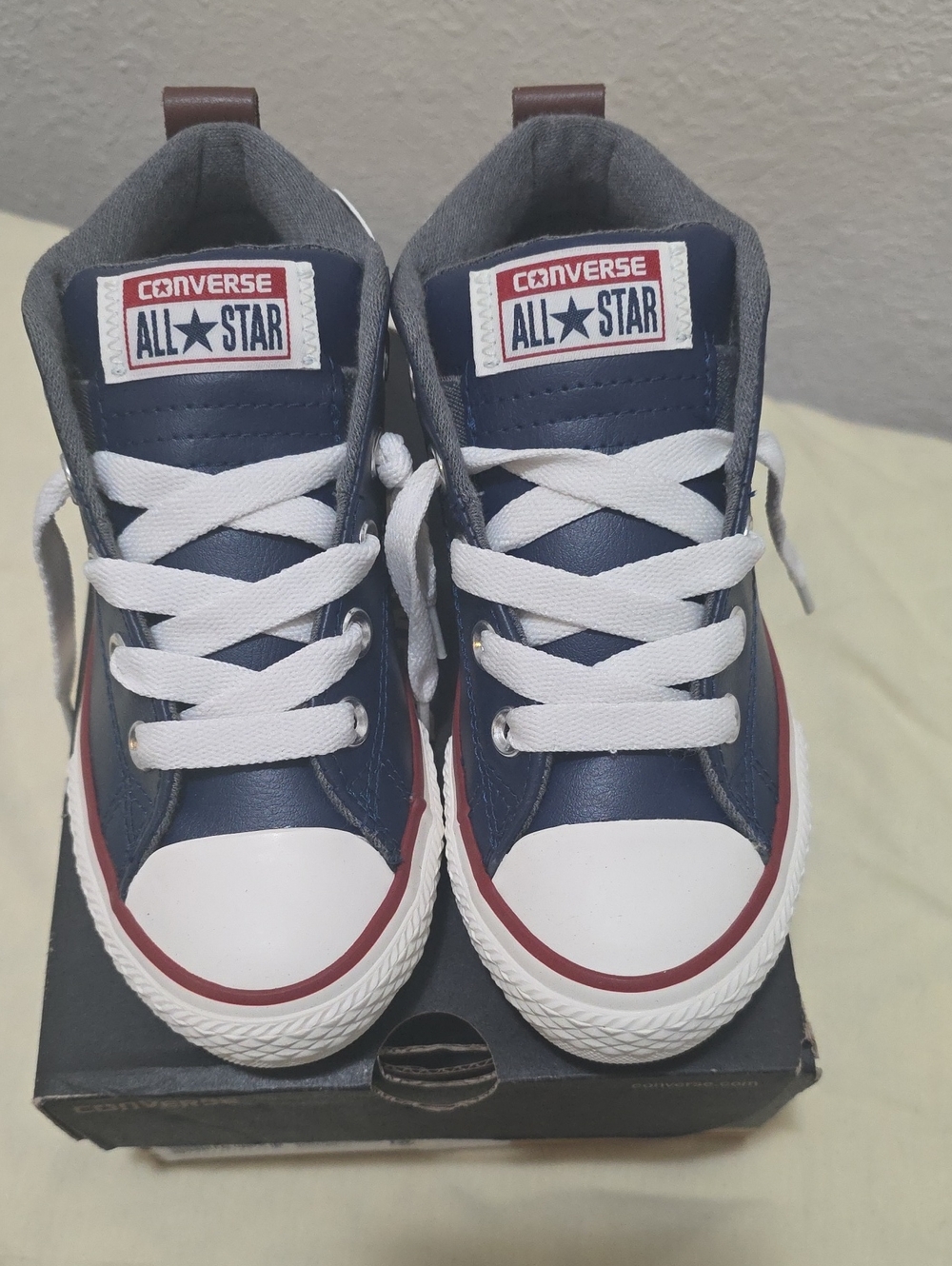 Converse Kids Navy, White & Red Low-Top Sneakers